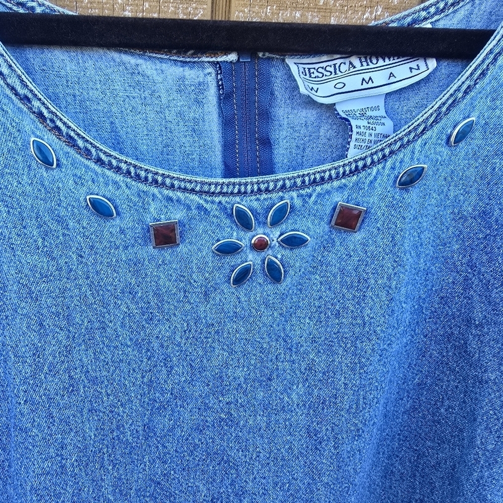 Sleeveless Blue Denim Dress - Picture 3 of 4